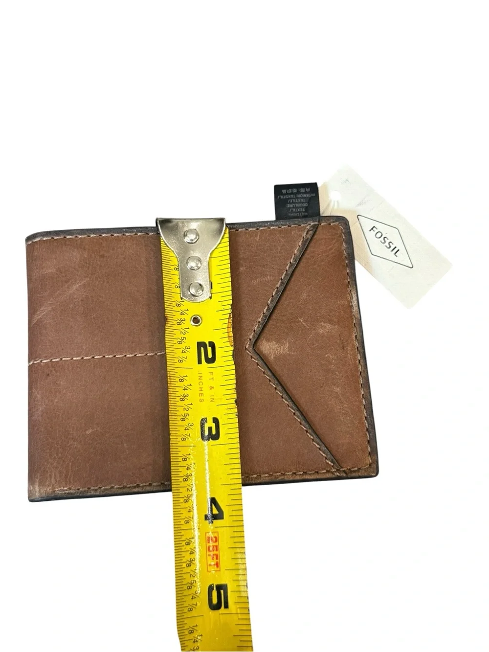 Fossil Tan/Brown Leather Slim Bi-Fold Wallet
